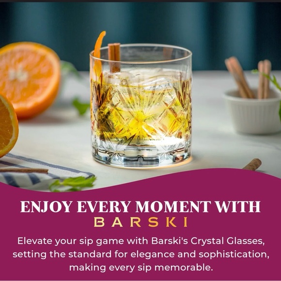 Barski Double Old Fashioned Crystal Whiskey Glasses Set of 6 | 10.5 oz Tumblers - Picture 4 of 6